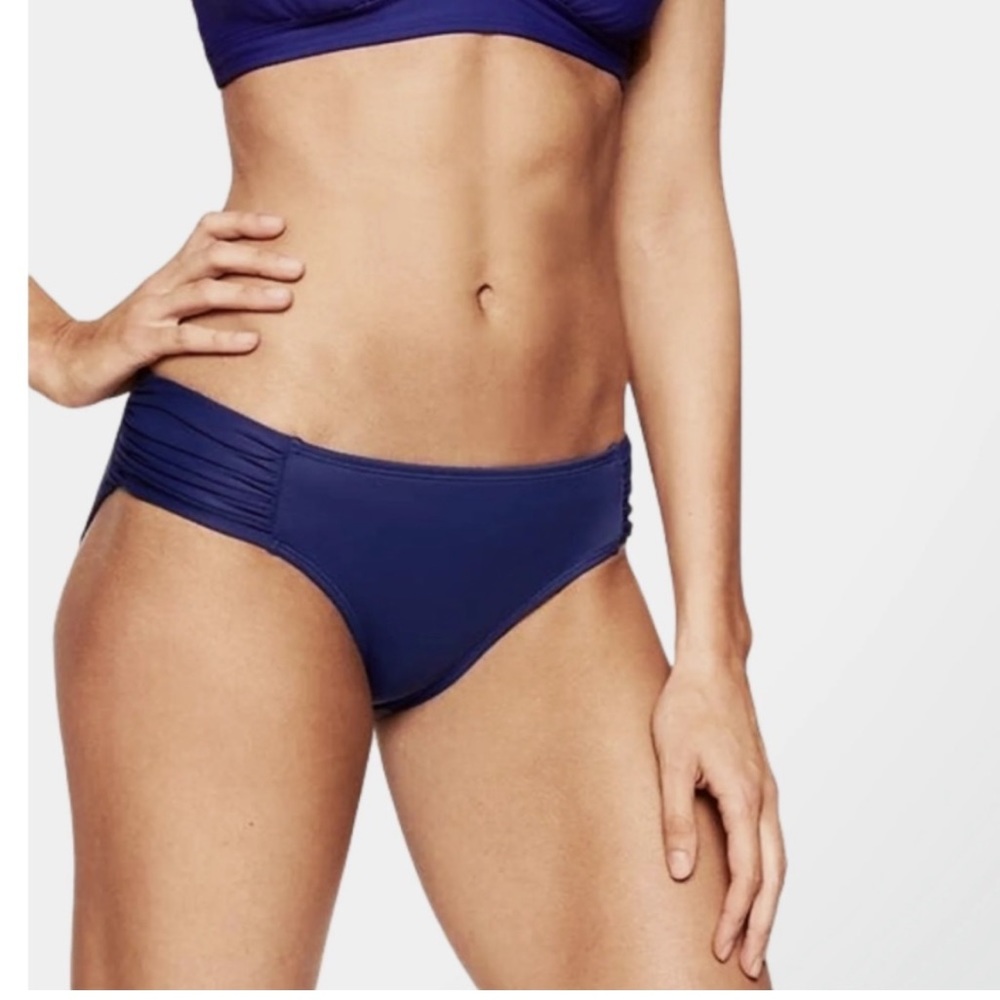 EUC Athleta Navy Shirred Bikini Bottom